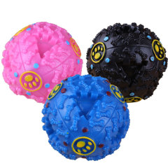 Manufacturer wholesale black blue pink round pet dog plastic feeder ball toys