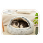 Manufacturer wholesale soft plush warm pink grey coffee cat bed with cover