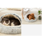 Manufacturer wholesale soft plush warm pink grey coffee cat bed with cover