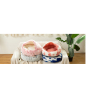 Manufacturer wholesale soft plush warm pink grey coffee cat bed with cover