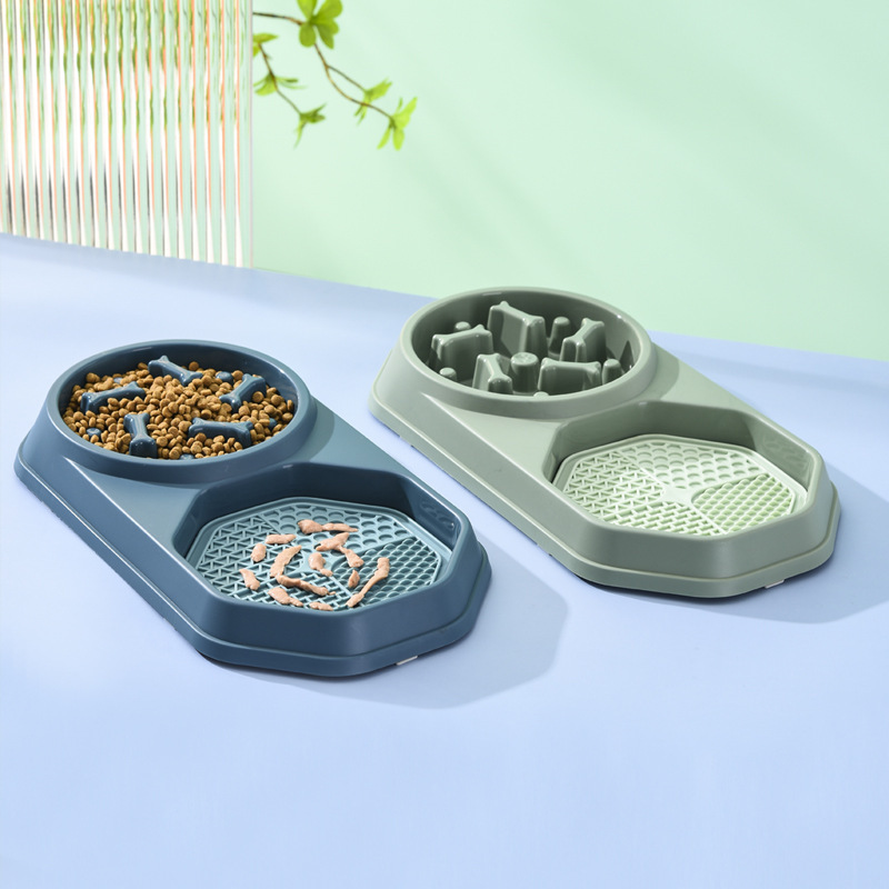 Manufacturer wholesale blue pink green yellow slow feeder dog bowl with lick mat