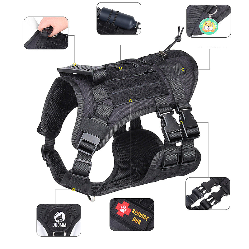 Manufacturer wholesale solid large dog harness with bag