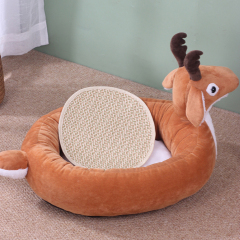 Wholesale Soft Short Plush Cute Deer Design Small Dog Cat Beds for Indoor Cats