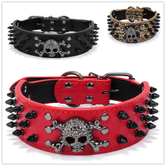 Wholesale PU Leather Skull Dog Spike Collar