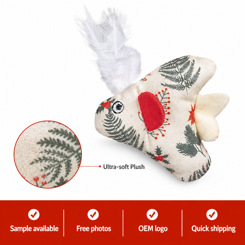 Wholesale Plush Feather Cat Toy Christmas