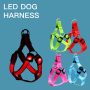 Manufacturer wholesale nylon adjustable rechargeable custom logo outdoor led pet dog harness