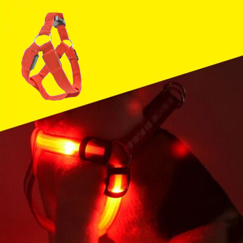 Manufacturer wholesale nylon adjustable rechargeable custom logo outdoor led pet dog harness