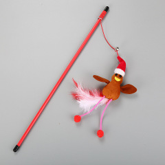 wholesale manufacturer christmas plush feather cheap cat teaser toy