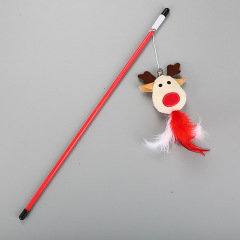 wholesale manufacturer christmas plush feather cheap cat teaser toy