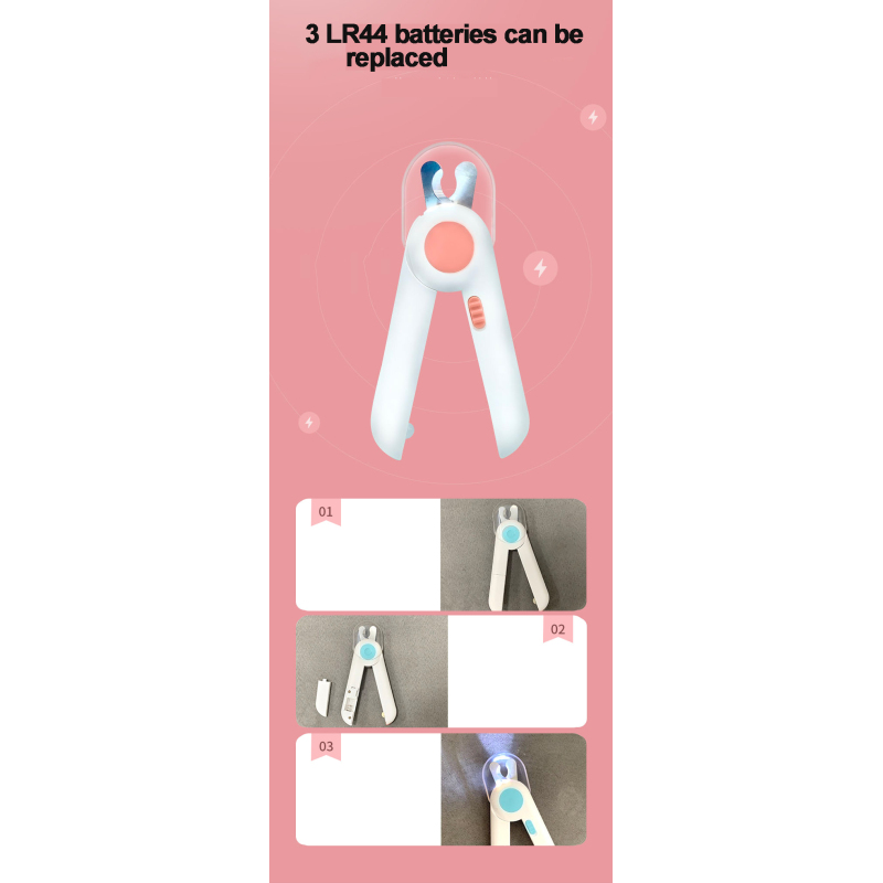 Manufacturer wholesale battery led light small dog cat nail clippers with nail file
