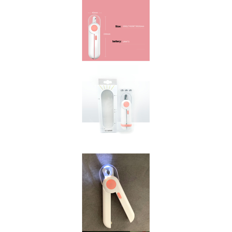 Manufacturer wholesale battery led light small dog cat nail clippers with nail file