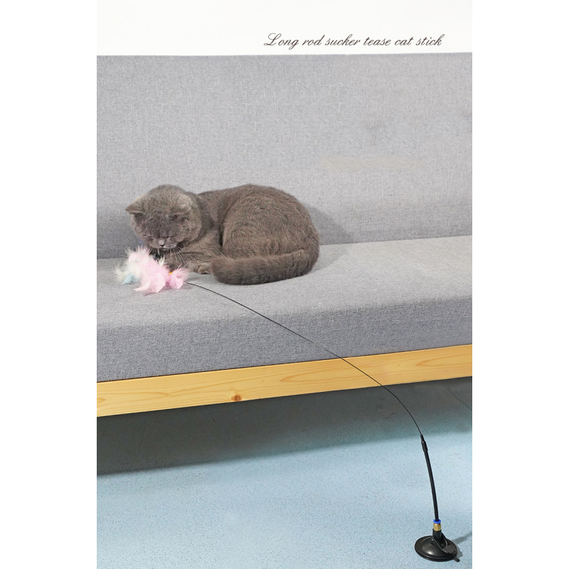 Manufacturer wholesale pink blue feather sucker cat teaser toys