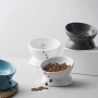Manufacturer wholesale protect cervical spine white grey blue ceramic cat oblique bowl
