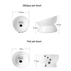 Manufacturer wholesale protect cervical spine white grey blue ceramic cat oblique bowl