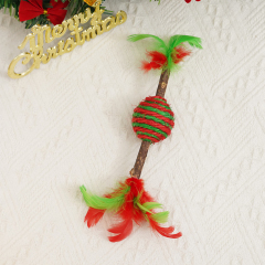 Manufacturer wholesale christmas rope cat toy with wooden polygonum
