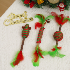 Manufacturer wholesale christmas rope cat toy with wooden polygonum