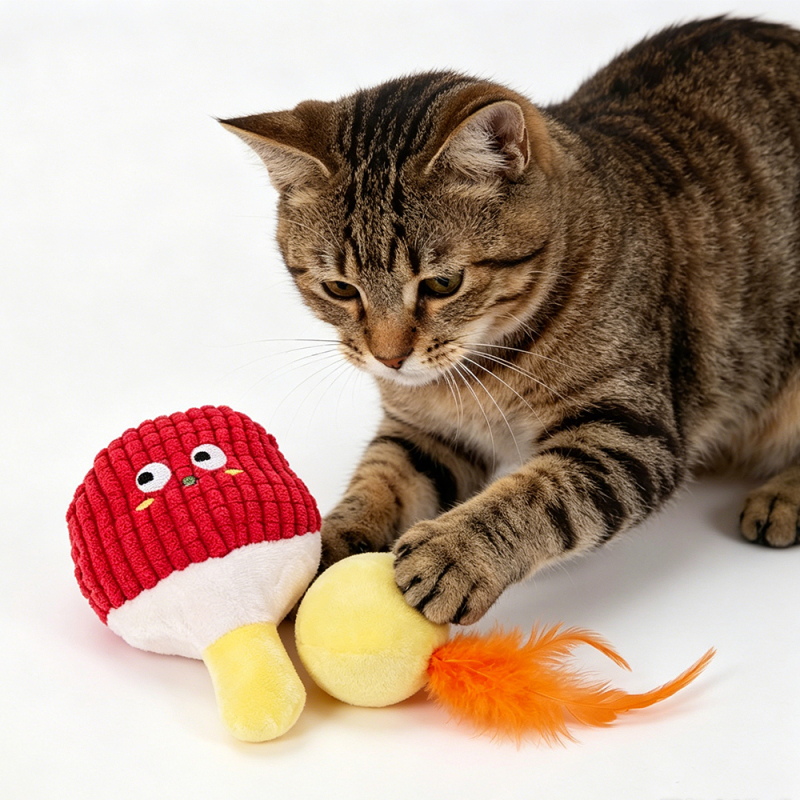 Wholesale Custom Logo Plush Ball Catnip Cat Toys Feather