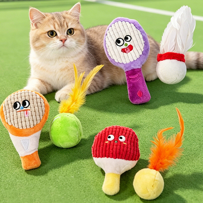 Wholesale Custom Logo Plush Ball Catnip Cat Toys Feather
