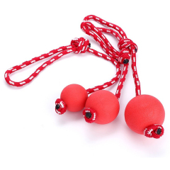 Manufacturer wholesale S M L pattern red dog ball with rope