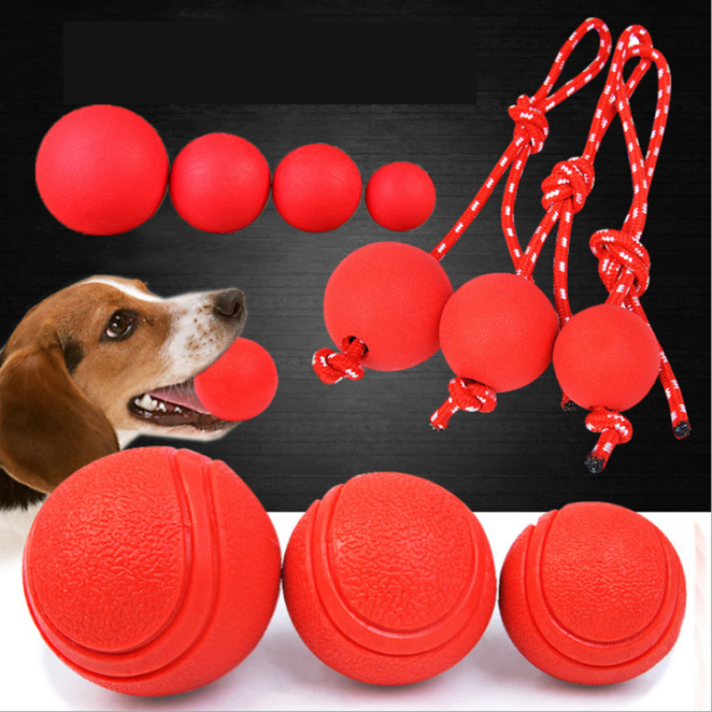 Manufacturer wholesale S M L pattern red dog ball with rope