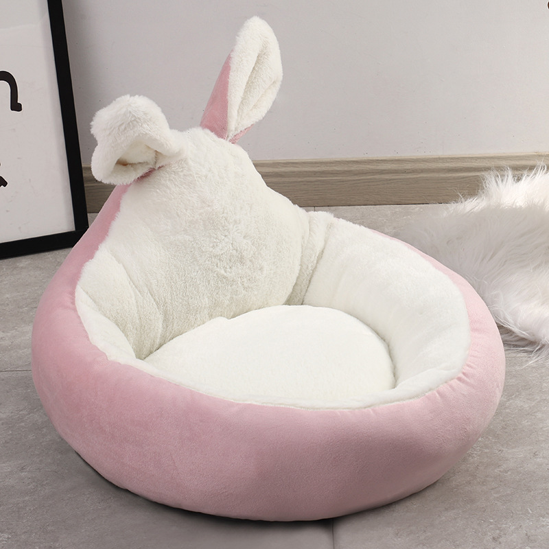 Wholesale Cute Design Short Plush Dog Cat Bed With Ear