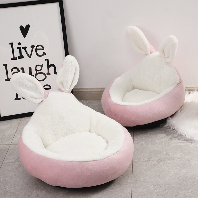 Wholesale Cute Design Short Plush Dog Cat Bed With Ear