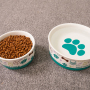 Manufacturer wholesale silicone base cat dog ceramic bowl with paw print