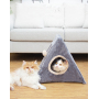 Manufacturer wholesale soft short plush foldable sisal cat house with scratcher board