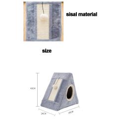 Manufacturer wholesale soft short plush foldable sisal cat house with scratcher board