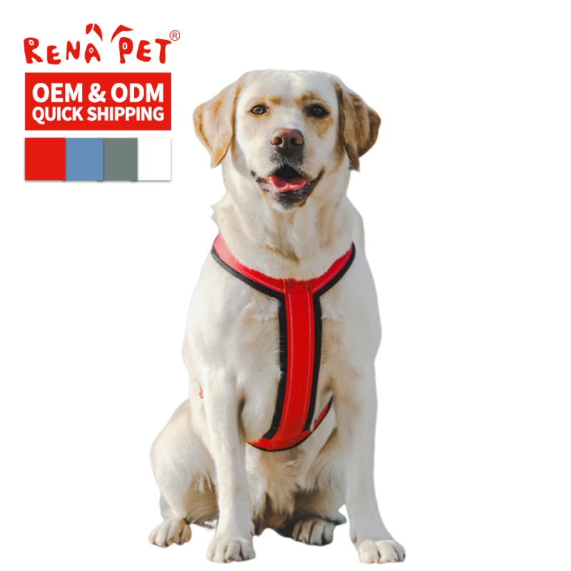 Wholesale Reflective Stripe Breathable Dog Harness and Leash Large