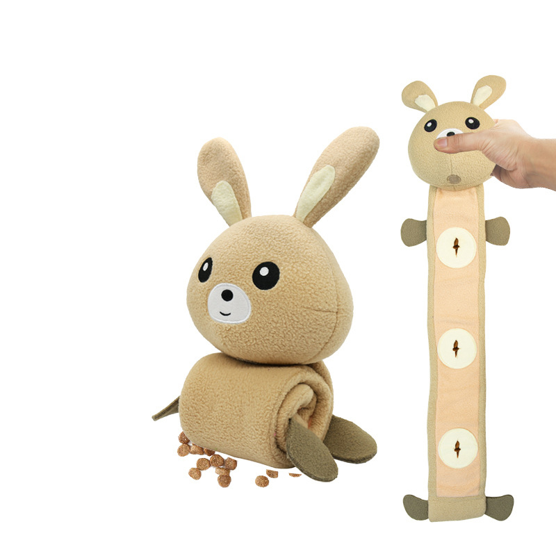 Manufacturer wholesale cute rabbit design bite resistant chew dog plush feeder toy