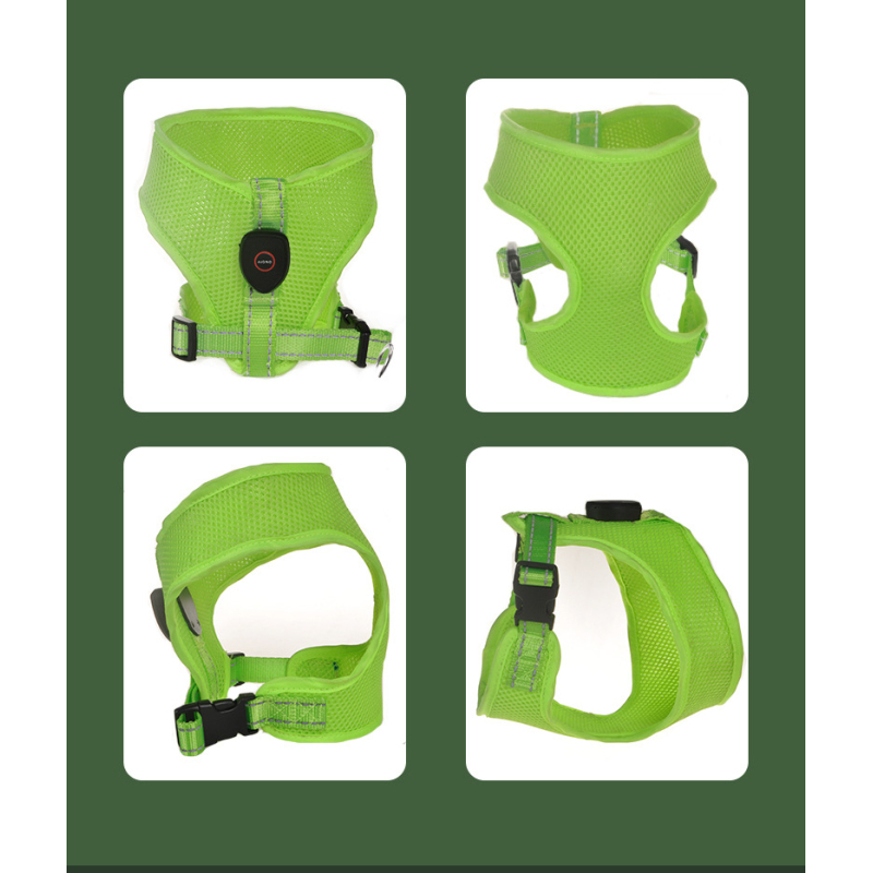 Manufacturer wholesale outdoor blue red green breathable dog harness led