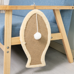 Manufacturer wholesale rectangle fish shape sisal cat scratcher board with viscose hook