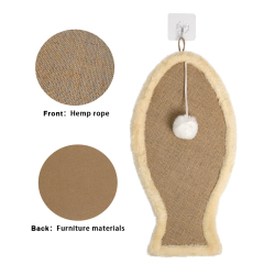 Manufacturer wholesale rectangle fish shape sisal cat scratcher board with viscose hook