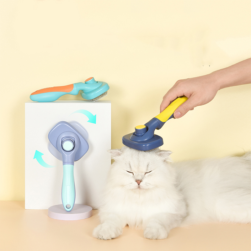 Manufacturer wholesale one button remove rotatable cat dog brush