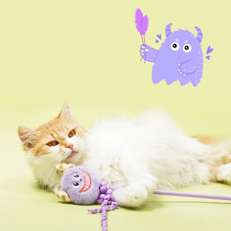Manufacturer Wholesale Cute Plush Stick Cat Teaser Toy