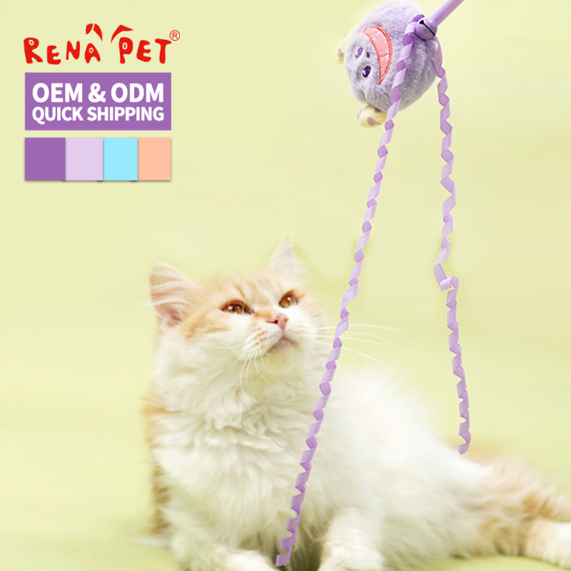 Manufacturer Wholesale Cute Plush Stick Cat Teaser Toy