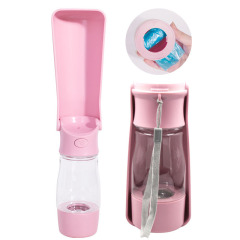 Manufacturer wholesale pink blue white portable foldable dog water bottle with poop bag