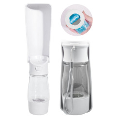 Manufacturer wholesale pink blue white portable foldable dog water bottle with poop bag