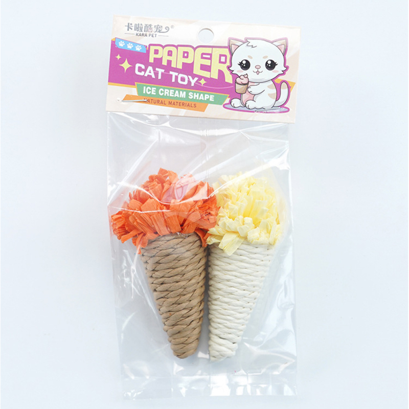 Manufacturer Wholesale Custom Logo Ice Cream Design Squeaky Cat Toy Set