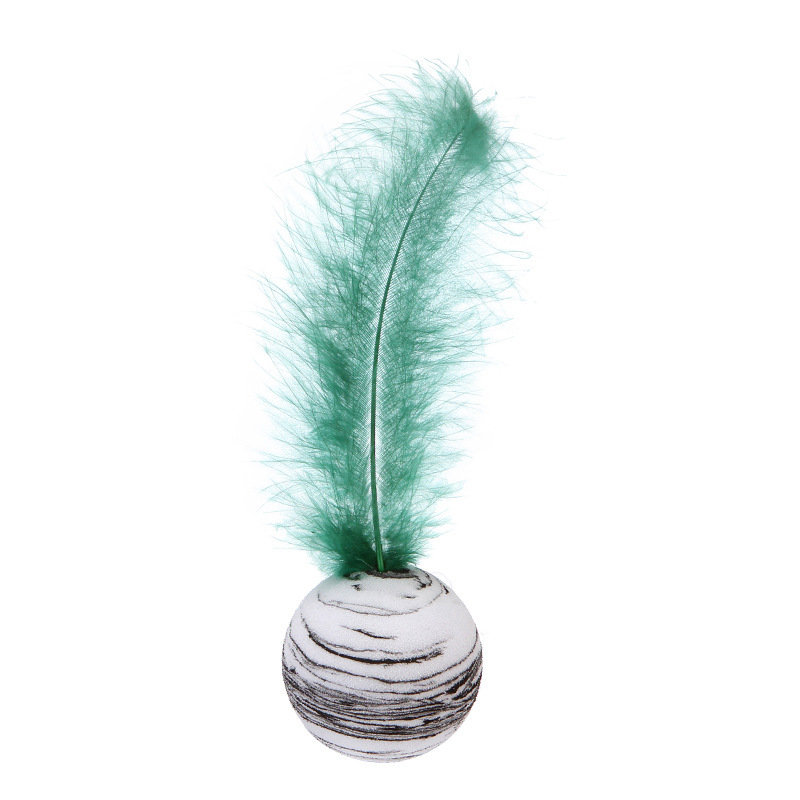 Manufacturer wholesale pink blue black feather cat ball toy