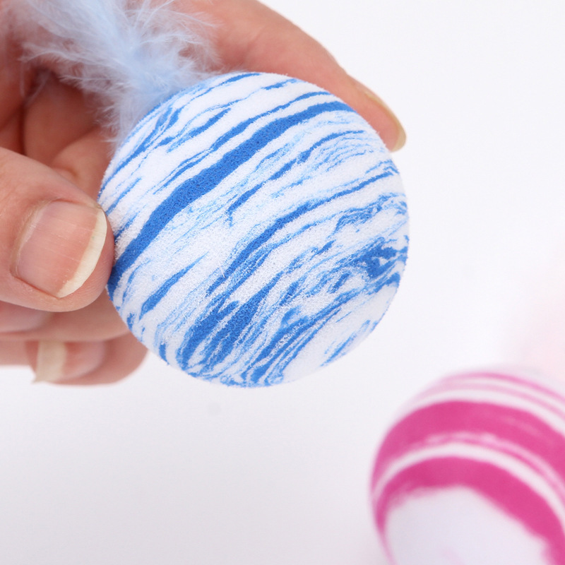 Manufacturer wholesale pink blue black feather cat ball toy