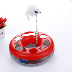 Manufacturer wholesale multi colors pp round cat turntable toy with bird