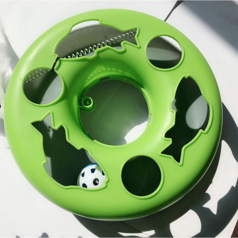 Manufacturer wholesale multi colors pp round cat turntable toy with bird