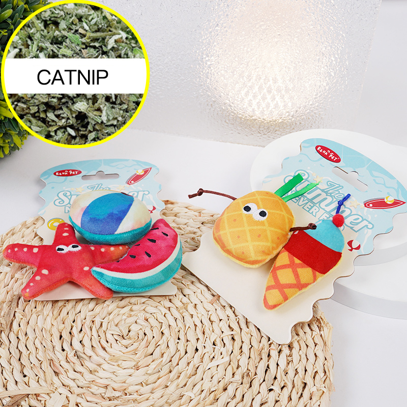 Manufacturer wholesale custom summer series interactive cat plush toy set