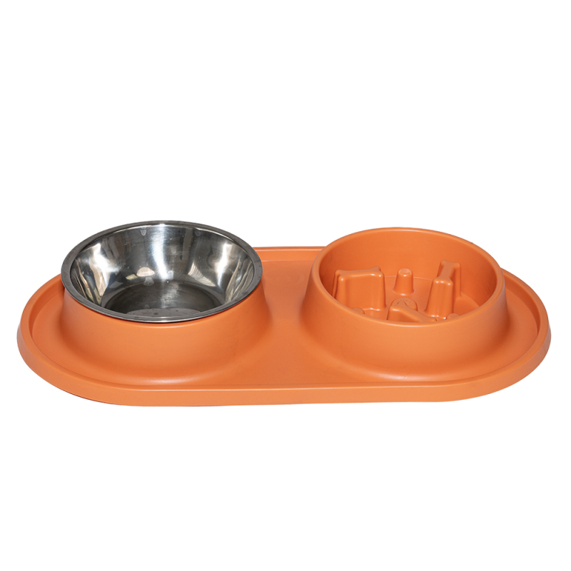 Manufacturer wholesale detachable slow feeder dog two bowls green blue orange yellow