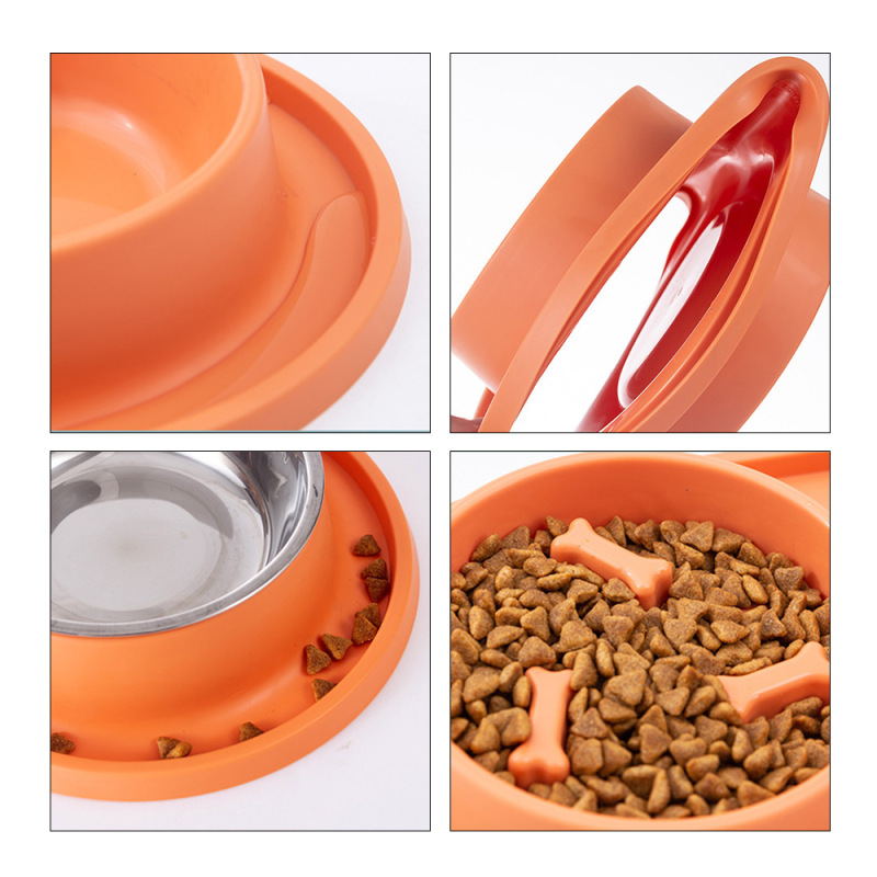 Manufacturer wholesale detachable slow feeder dog two bowls green blue orange yellow