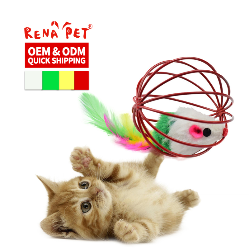 Wholesale Feather Interactive Steel Wire Cat Mouse Toy