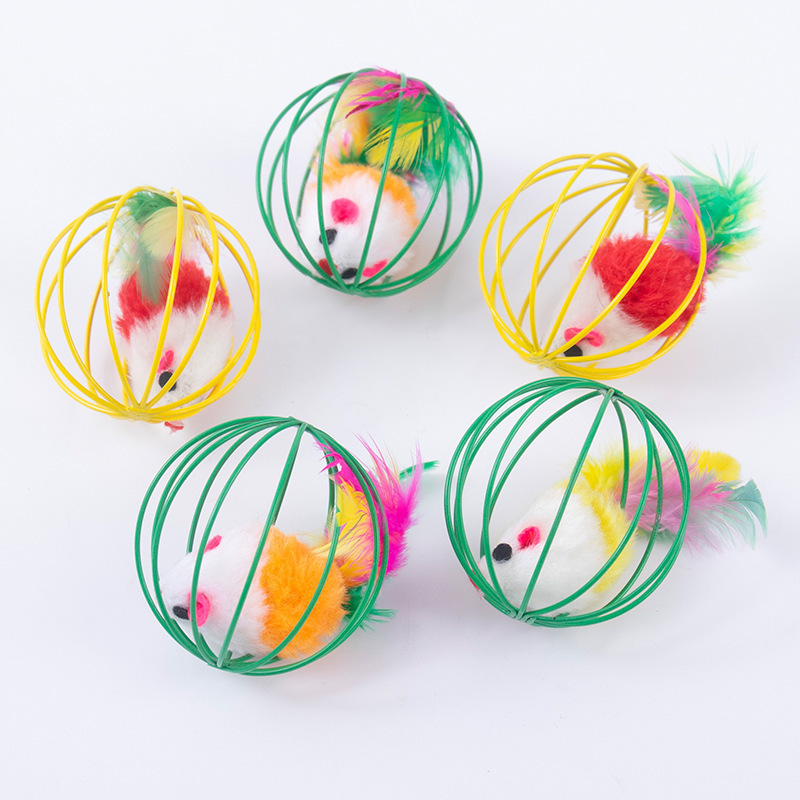 Wholesale Feather Interactive Steel Wire Cat Mouse Toy