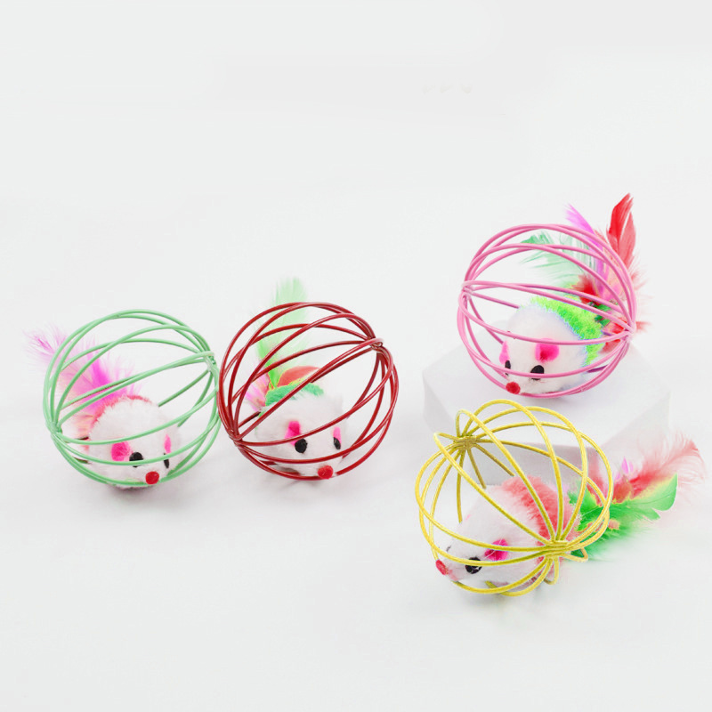 Wholesale Feather Interactive Steel Wire Cat Mouse Toy